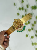 Hb693 textured Lakshmi Devi single pendant with green beads kids hipbelt