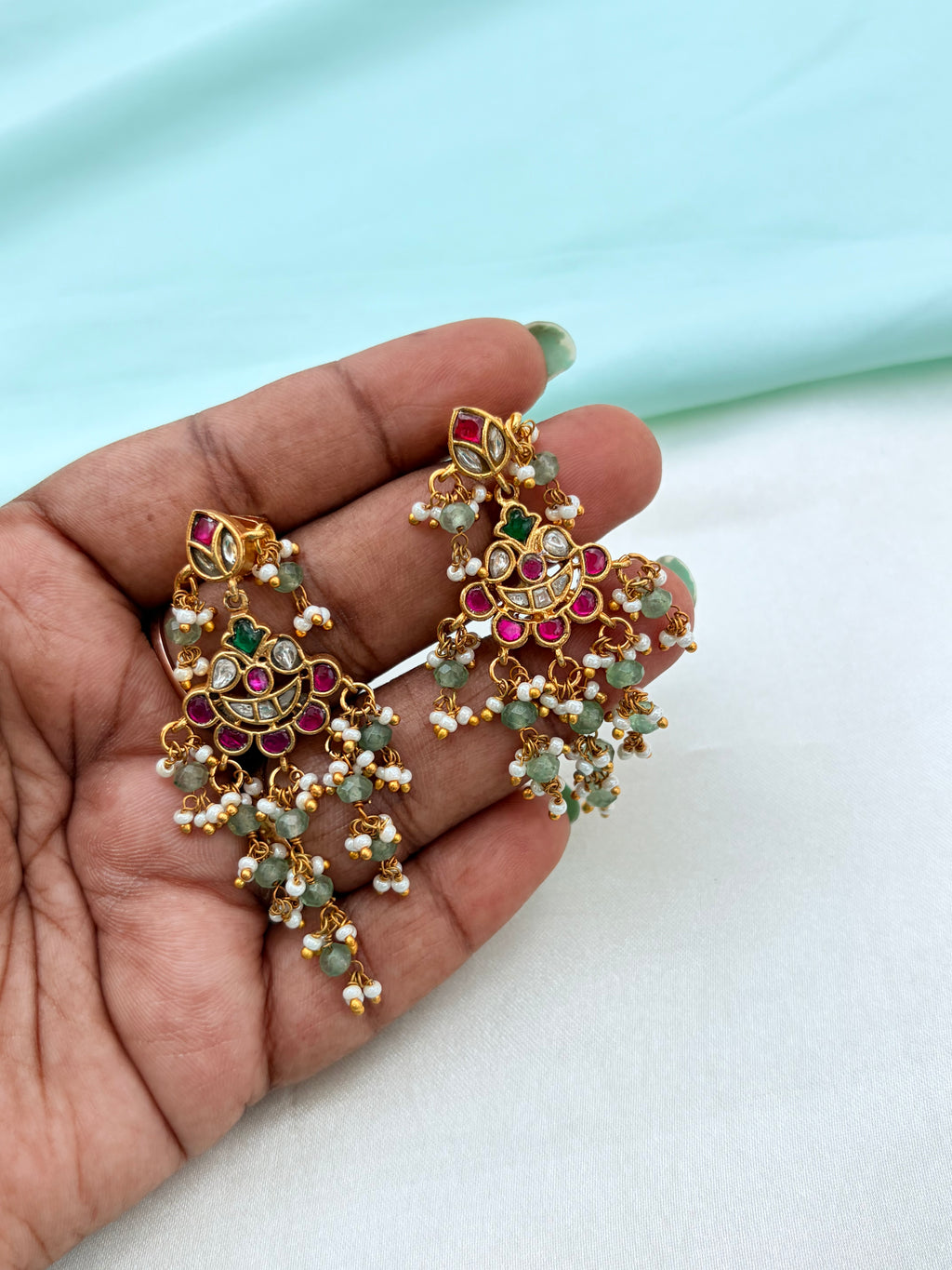 Jadau Kundan Chandbali earrings Er947