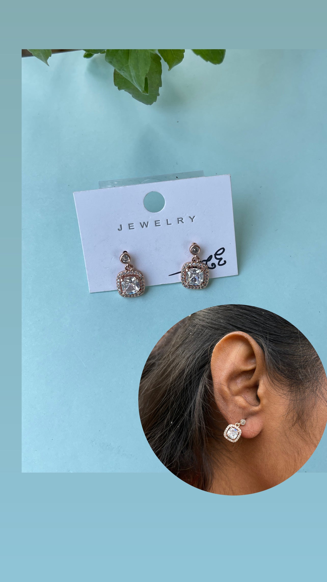 Small diamond finish studs hanging earrings
