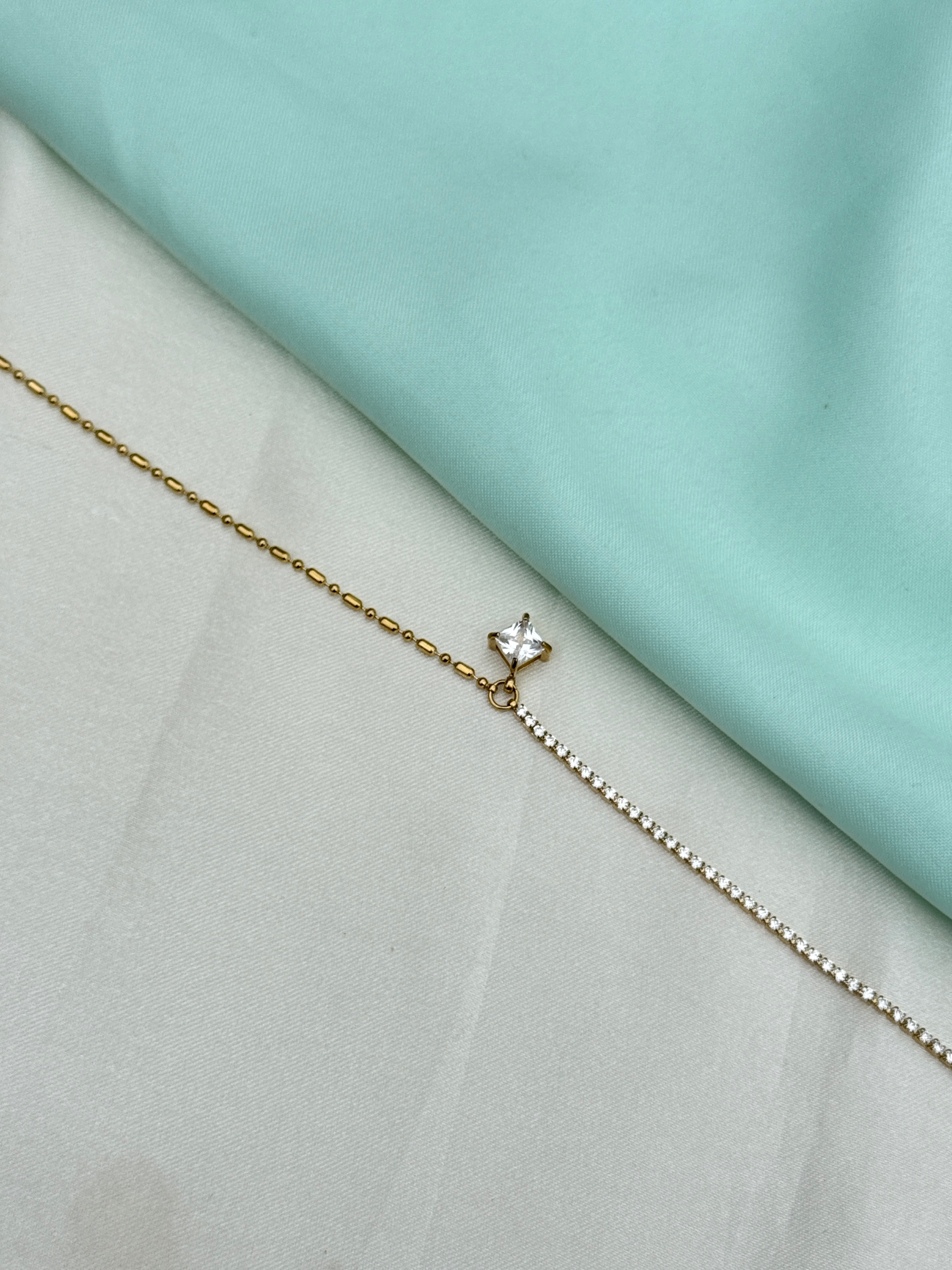 Ab627 anti single stone 8 inches 2.6 to 2.8 size adjustable chain bracelet