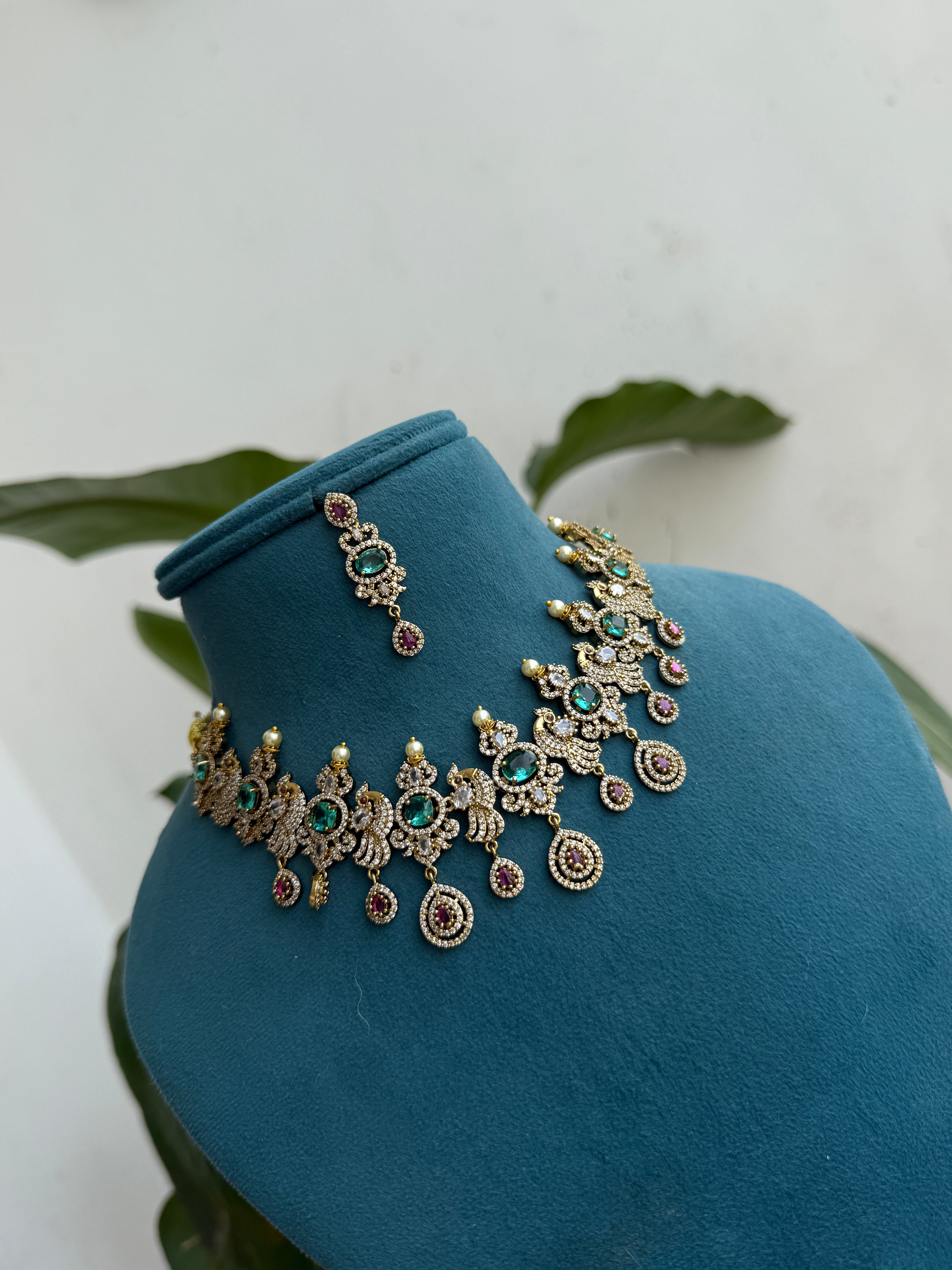 NS384 Multi neckset with earrings