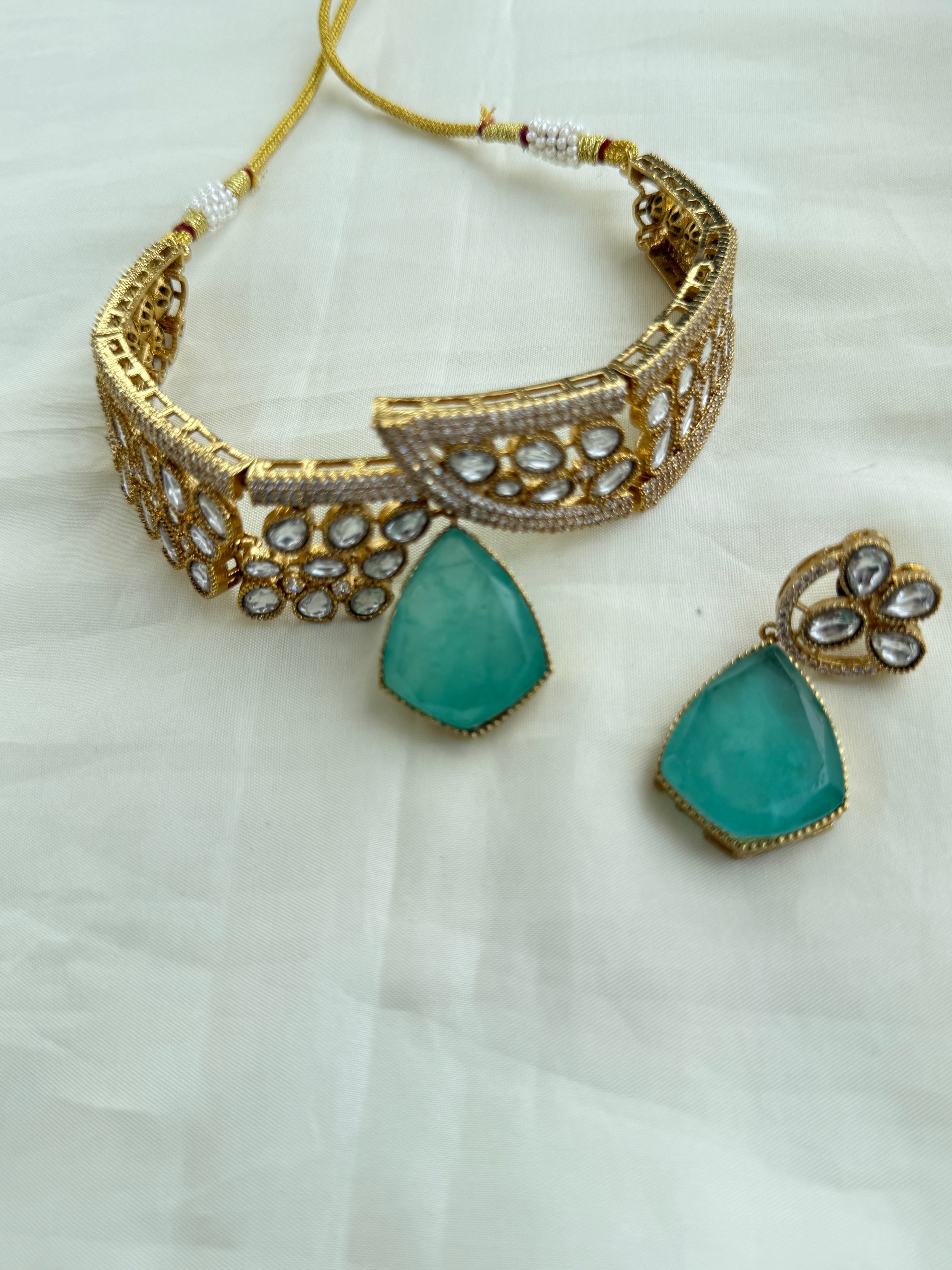 Ch001 moissanite pastel color choker