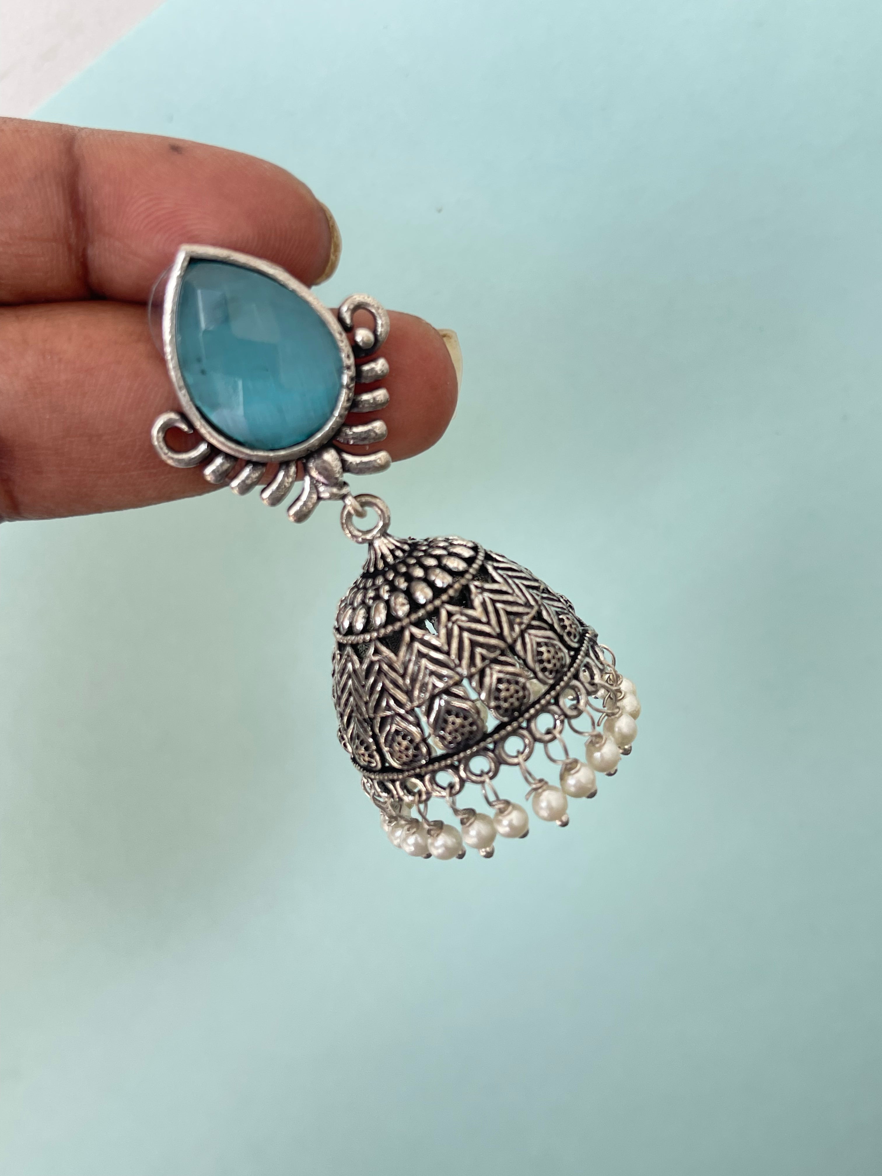 Oxidised oxo jhumkas