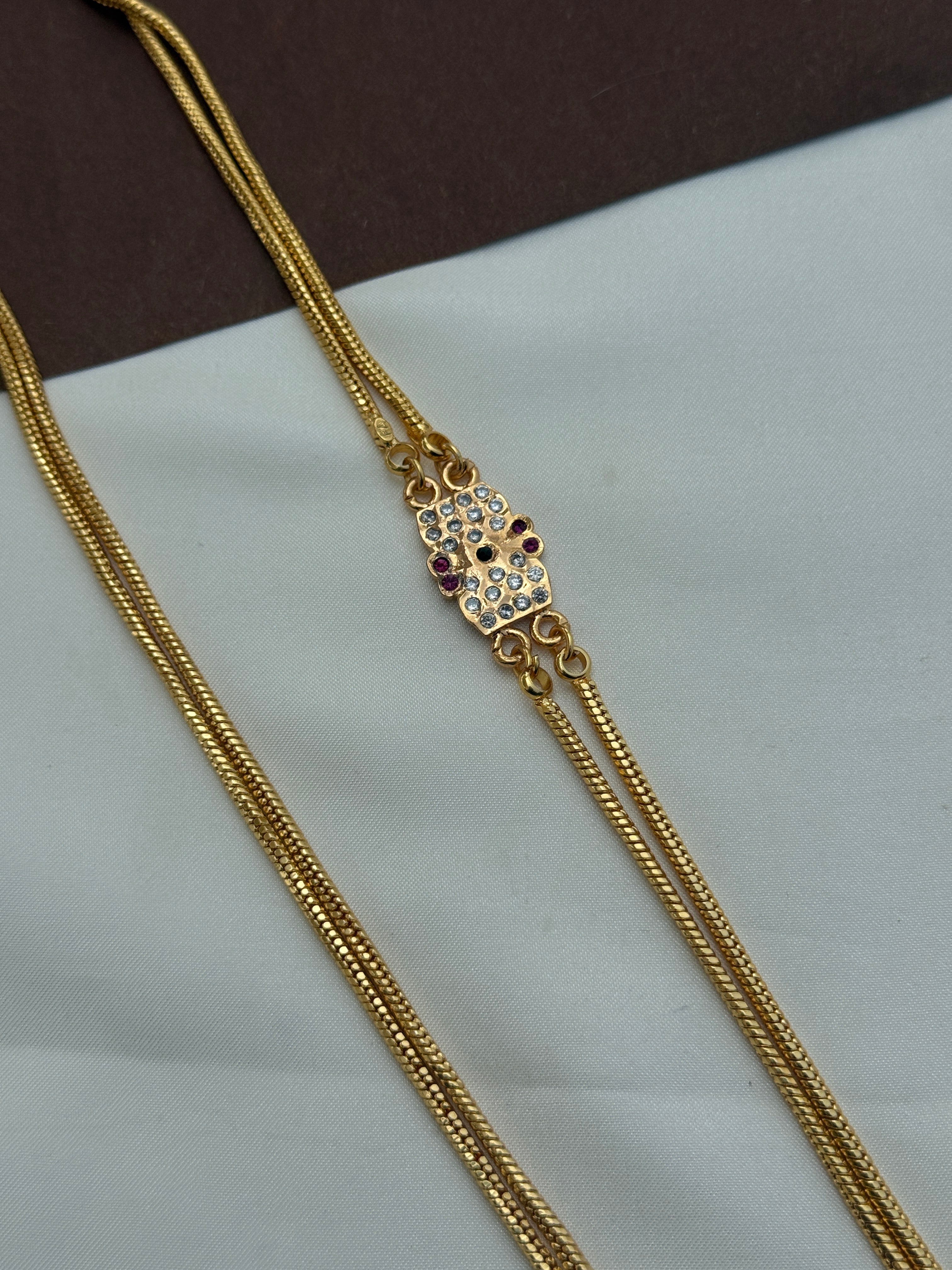 Ph309 panchaloham 2 lines mangalsuthra or chandraharam with pendent