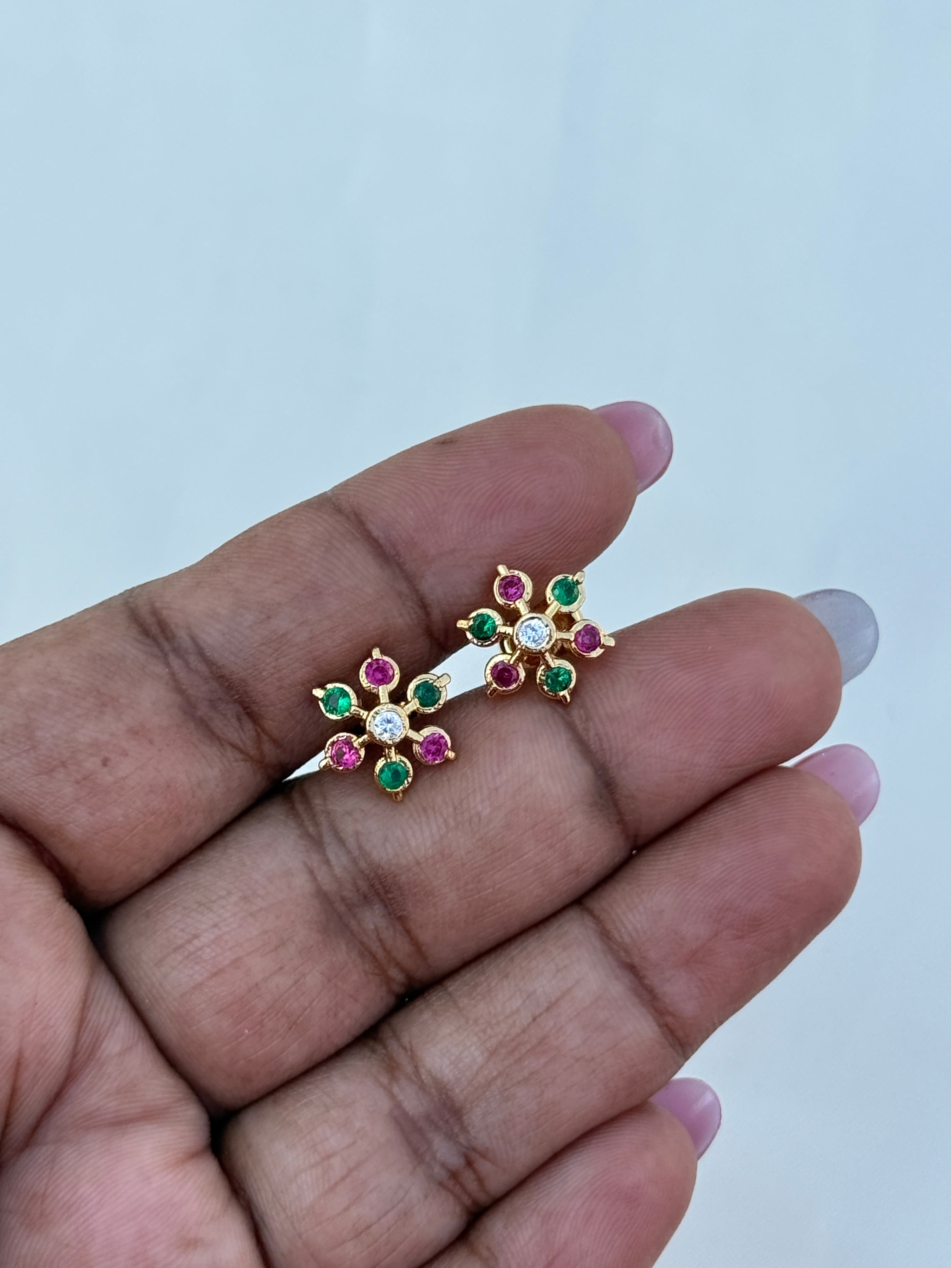 Ph170 panchaloham 7 stone back screw studs suits for kids andd adults