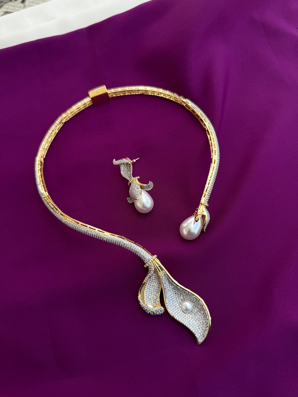 Unique Ivory Drop Luxury kante Neckset with earrings ns268