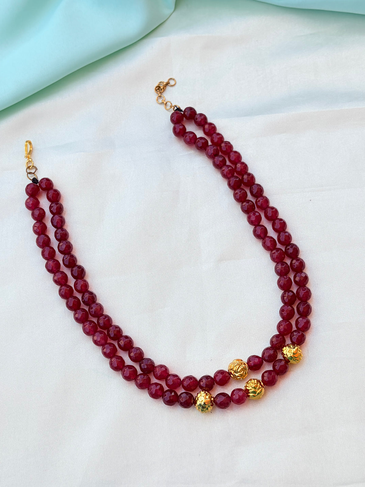 Bb355 gold balls with beads short Neckset