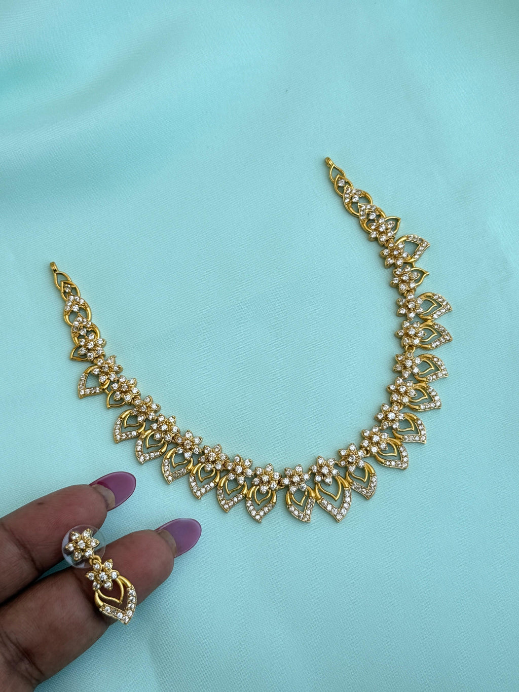 Ns822 flowers and mangoes digen small necklace with earrings