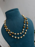BB0010 2 layers gold ball pearl chain