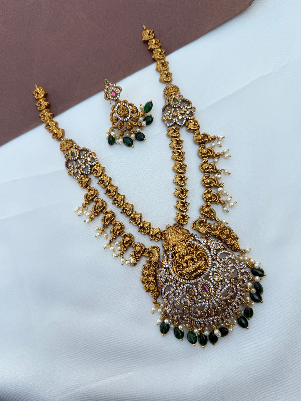 Ns585 2 layers Lakshmi devi cz neckset
