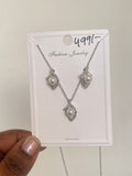 Leaf pearl pendant Daily Wear chain with studs DC1835