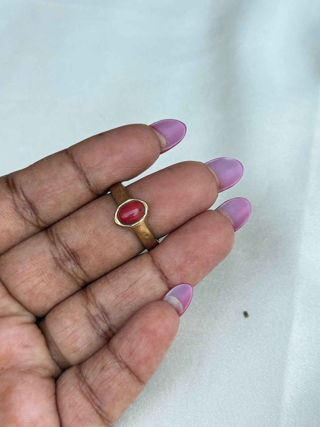 Rg078 panchaloham unpolished coral finger ring