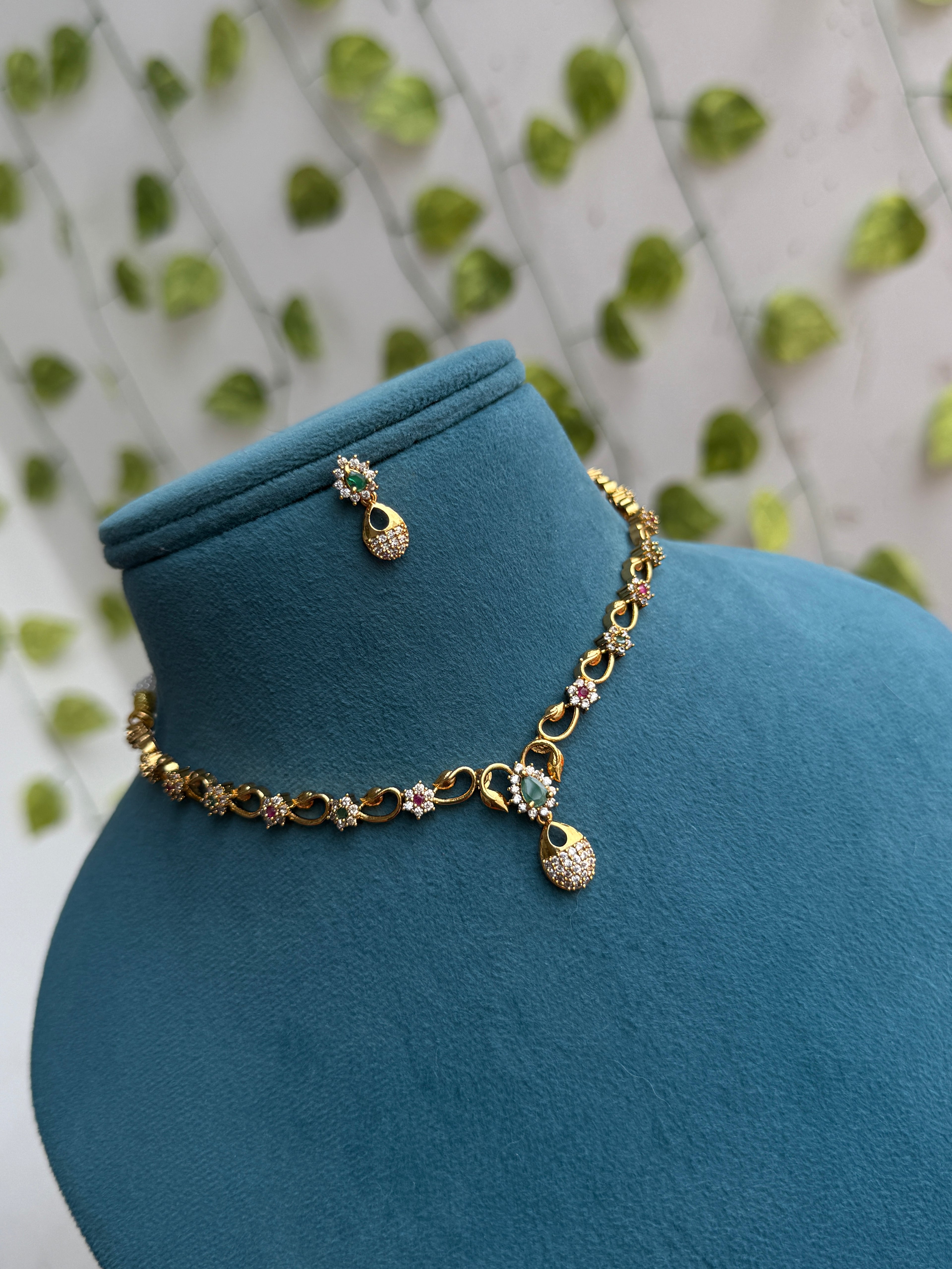 Ns870  flower design multi short neckset with earrings