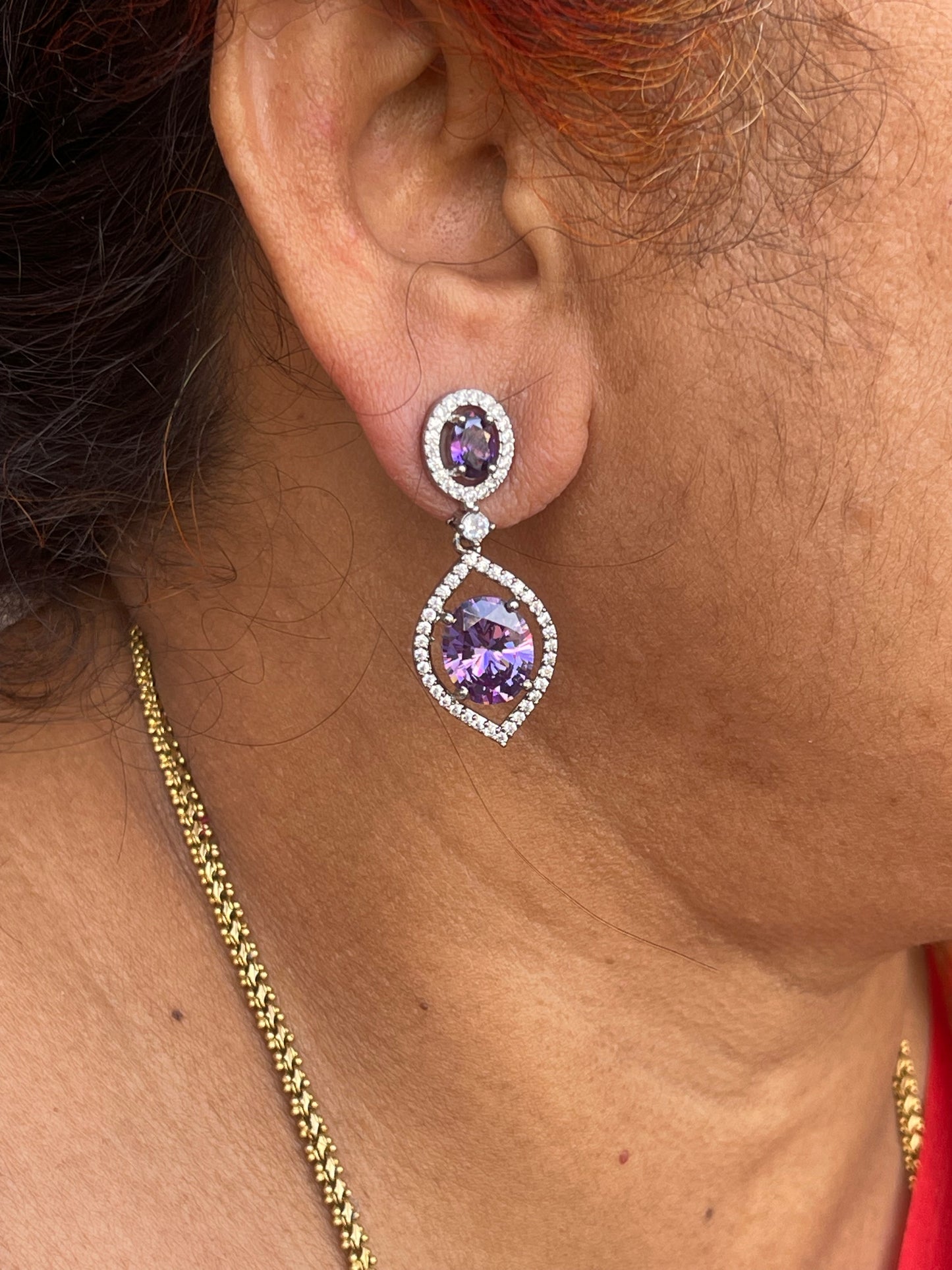 Western diamond replica hanging earrings in 2 colors