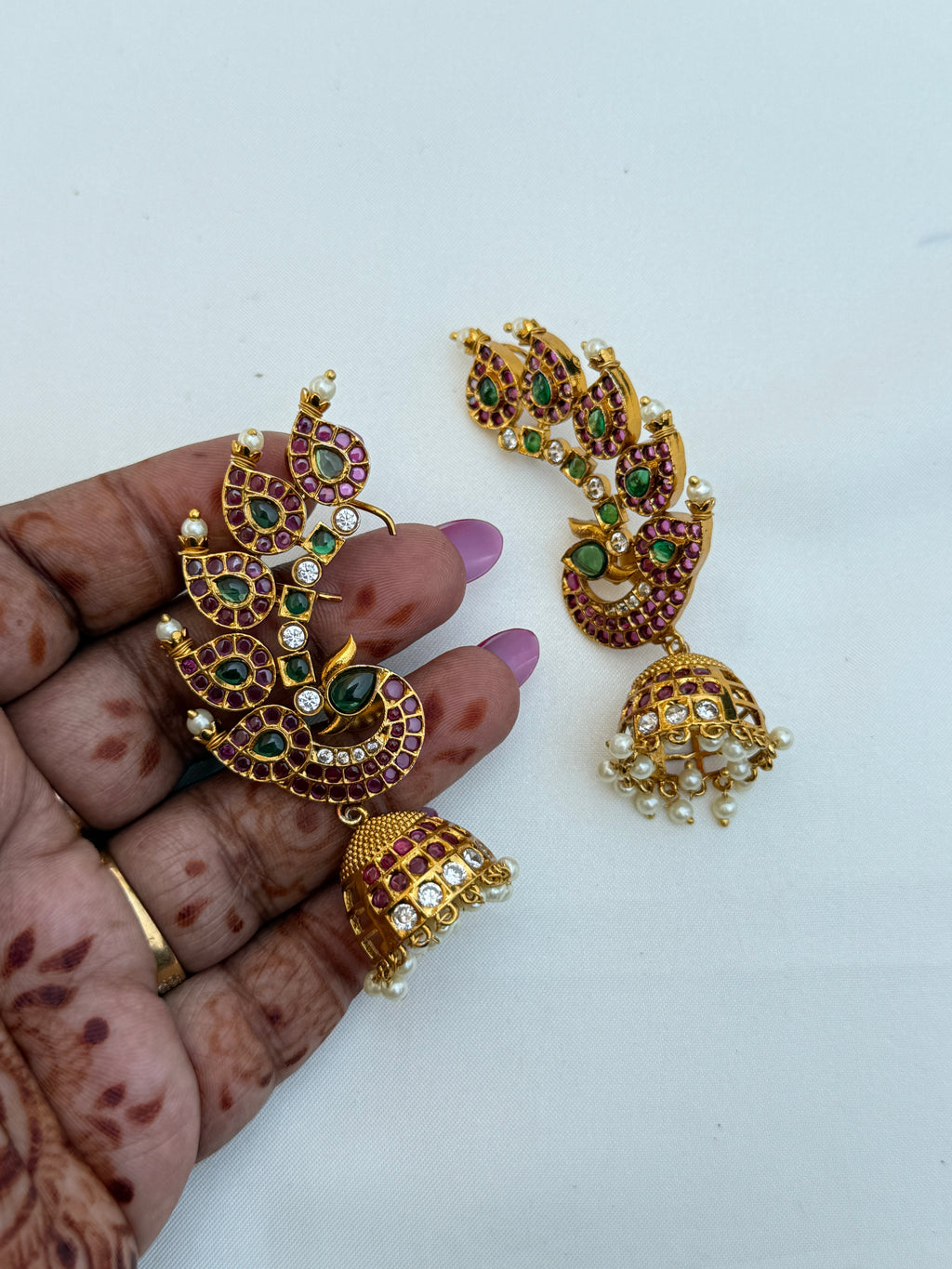 Er229 kemp peacock mango big earcuffs