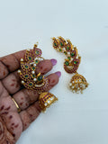 ER229 kemp peacock mango big earcuffs