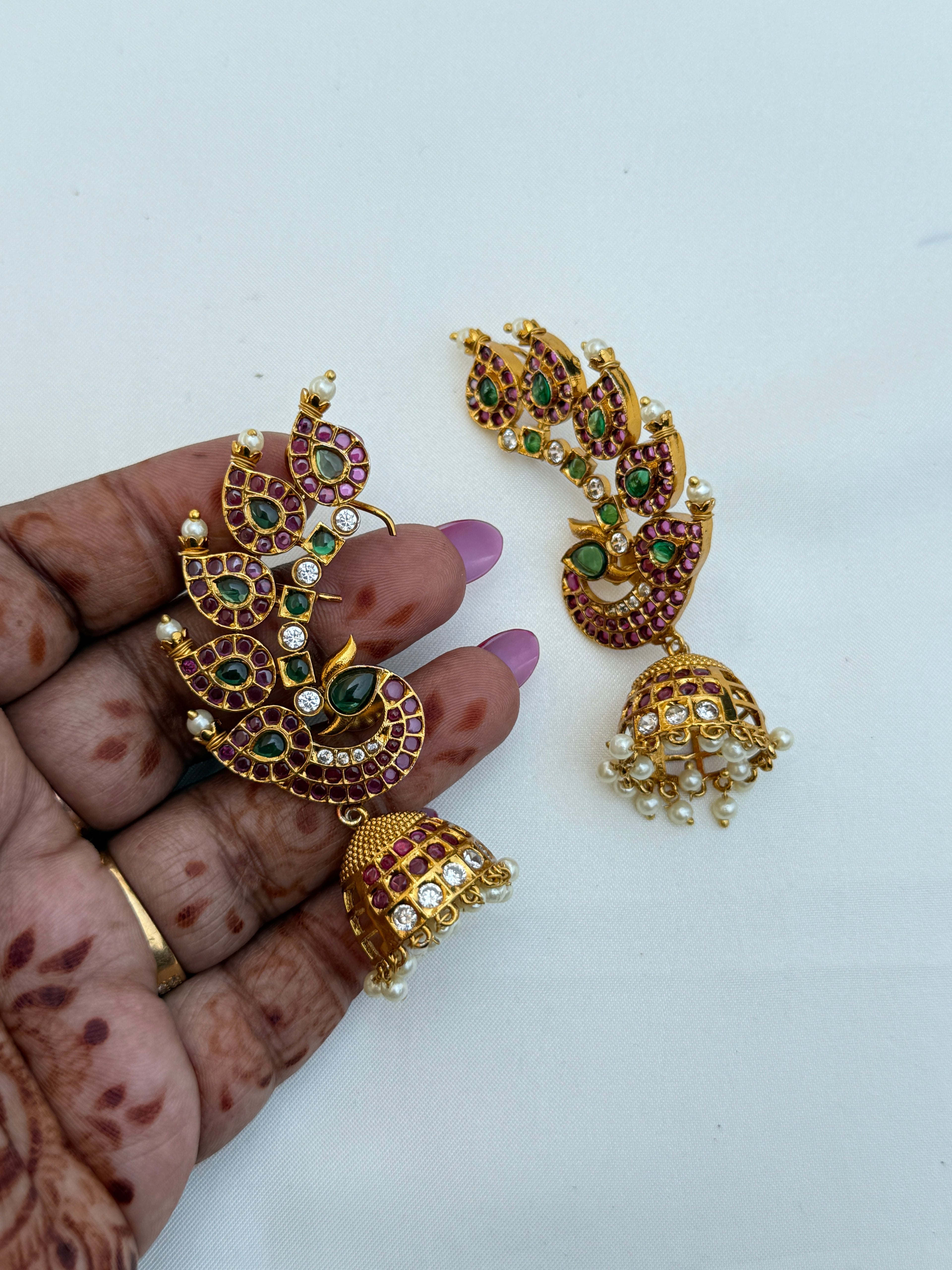 Er229 kemp peacock mango big earcuffs