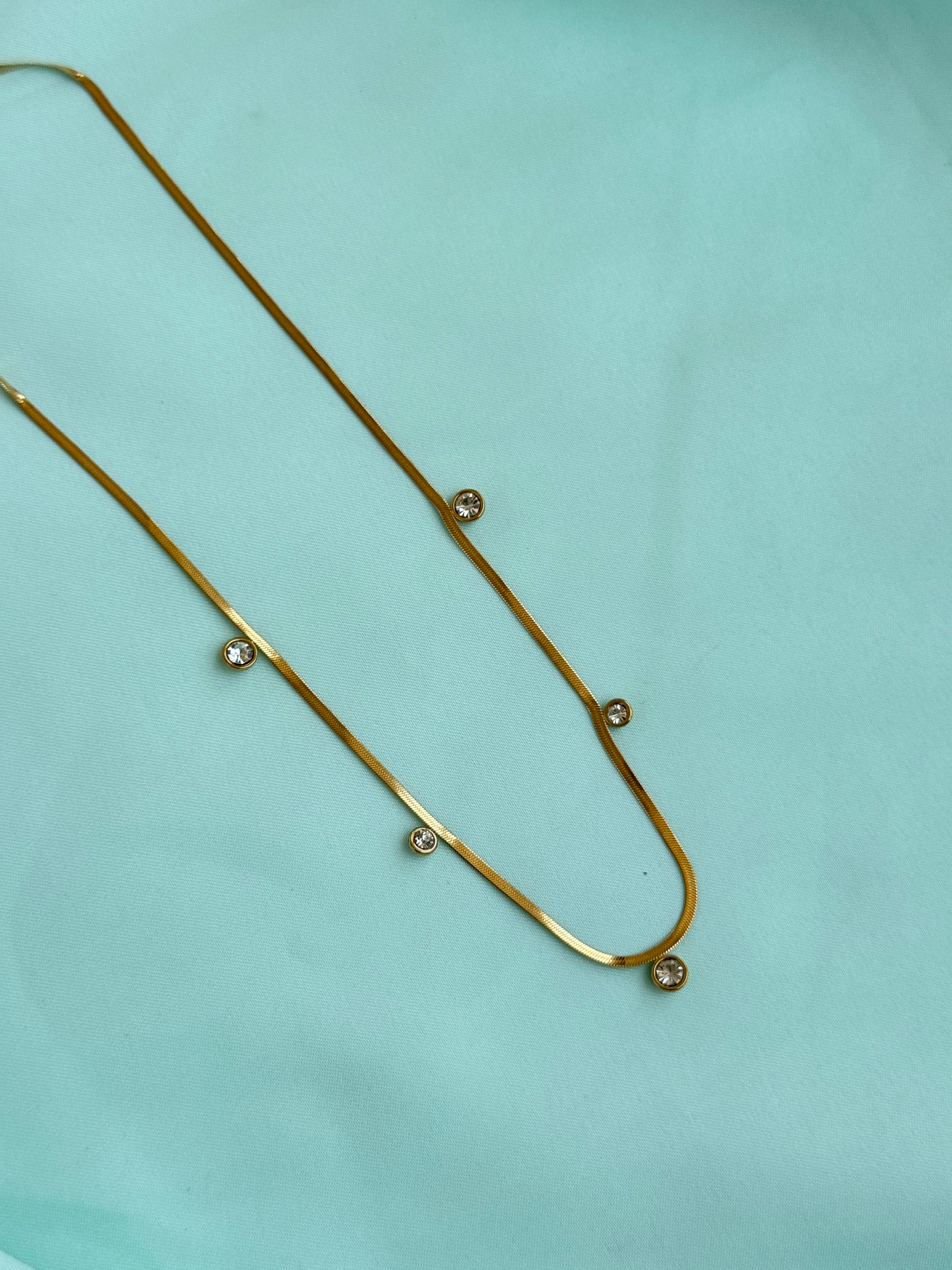 Dc061 anti tarnish white stones 18inches adjustable daily wear chains