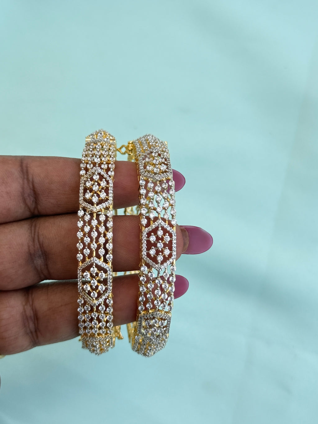 Sb624 openable diamond finish bangles