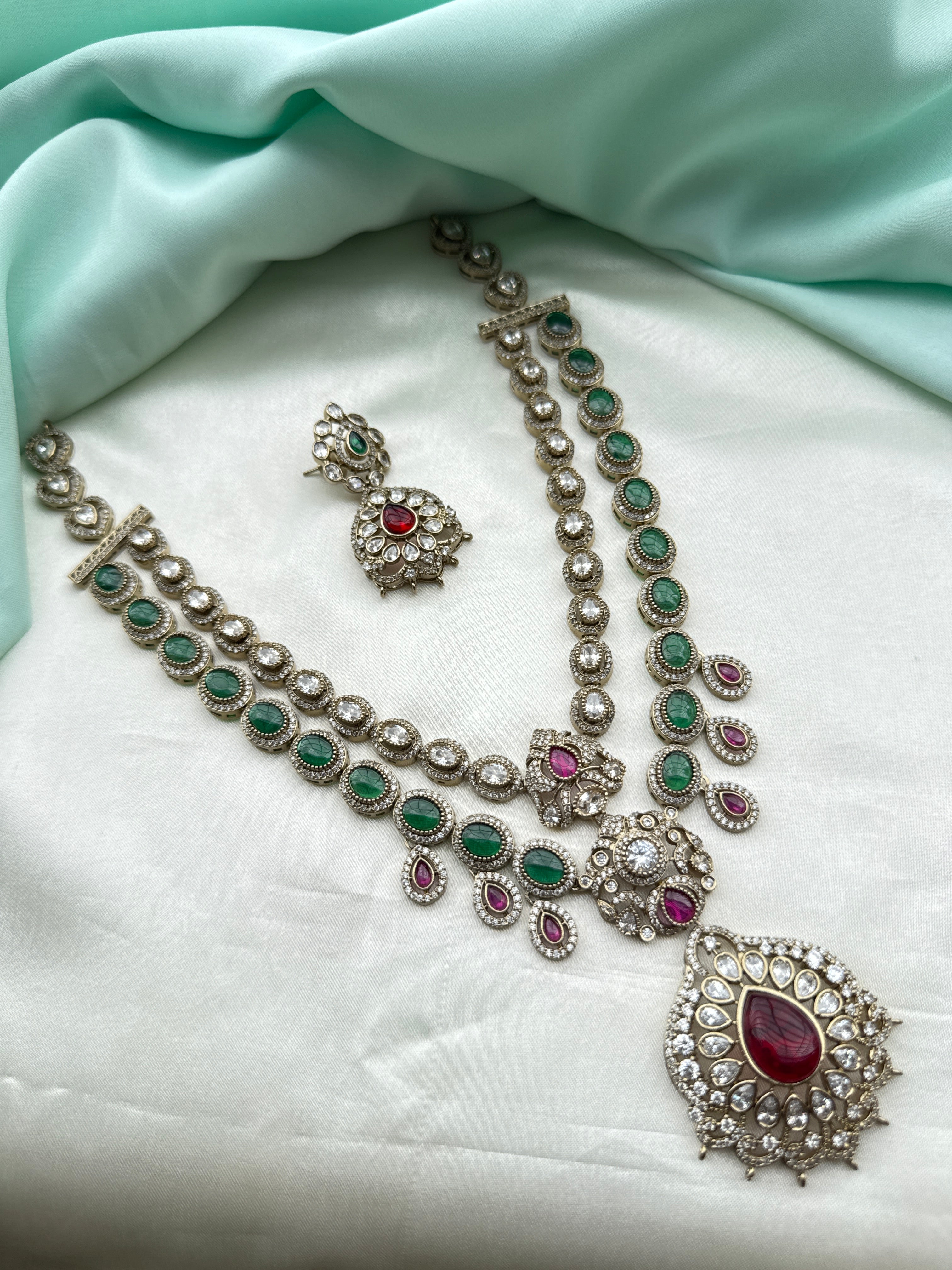 Ns964 multi 2 layers neckset with earrings