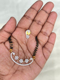 3 flower diamond locket 2 lines short Black Beads BB1622