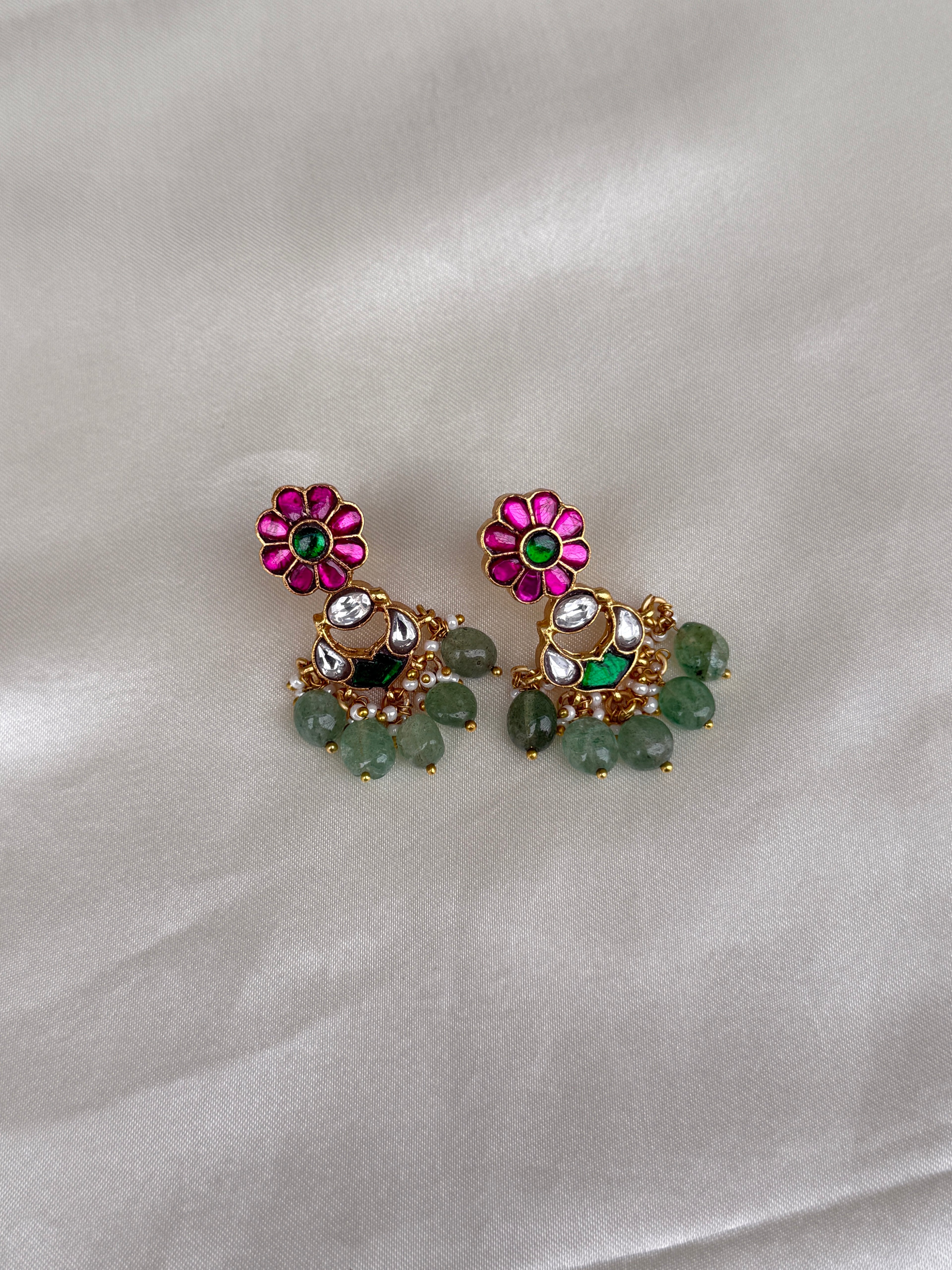 Er116 small chandbali jadau Kundan earrings