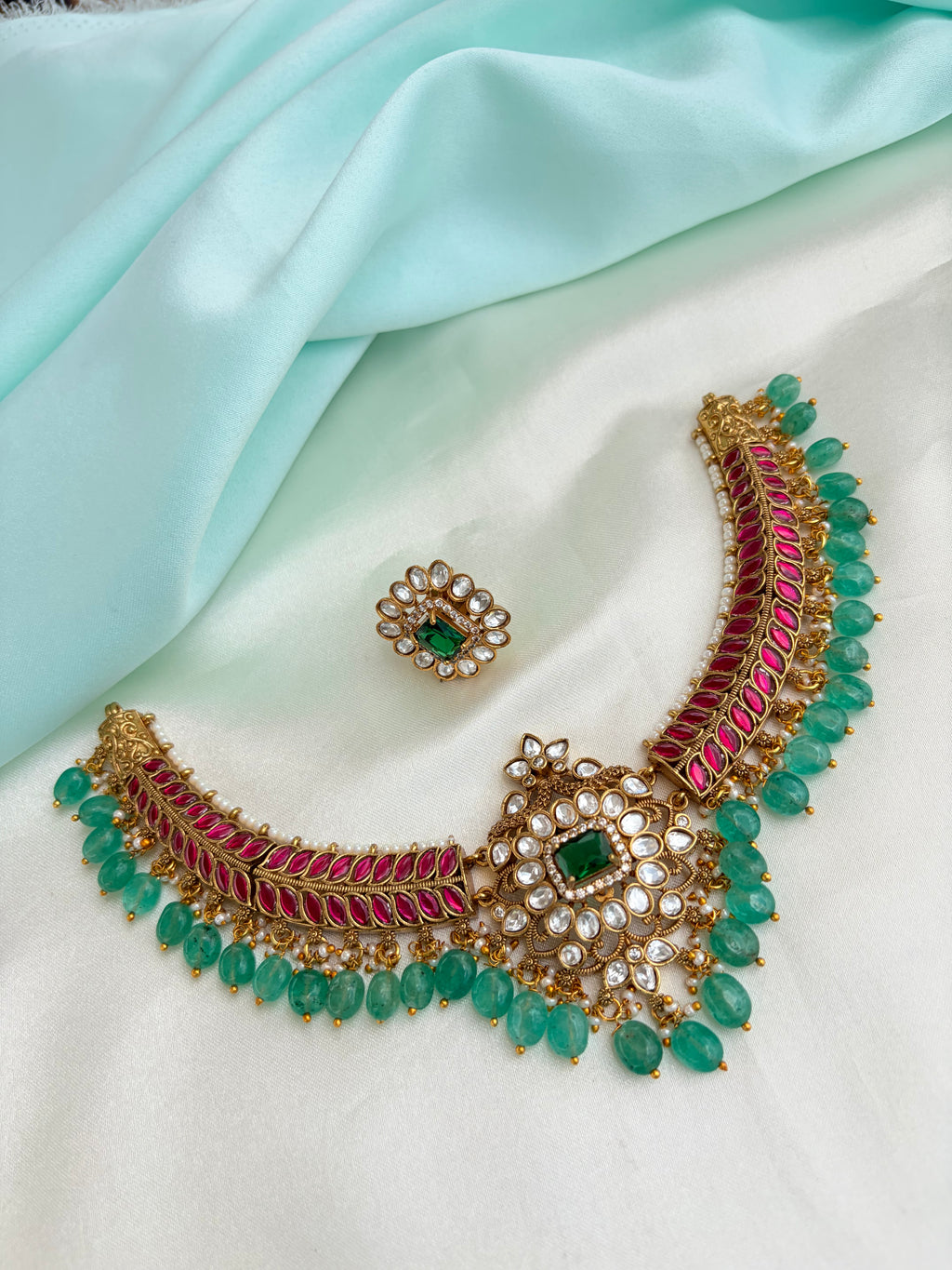 Emerald & Ruby Polki Elegance with Studs Ns973