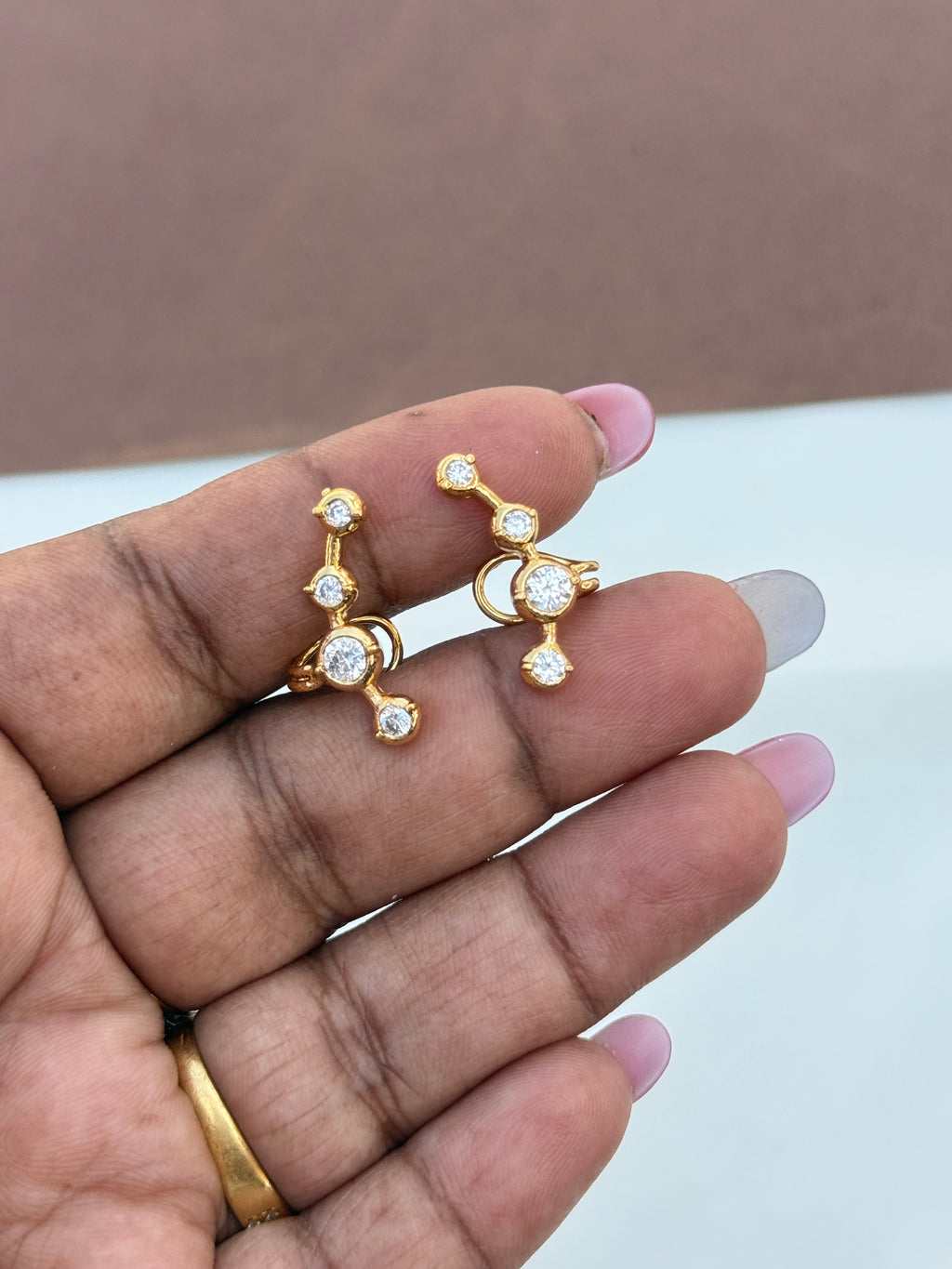 Ph235 4 stones panchaloham small earcuffs with back support