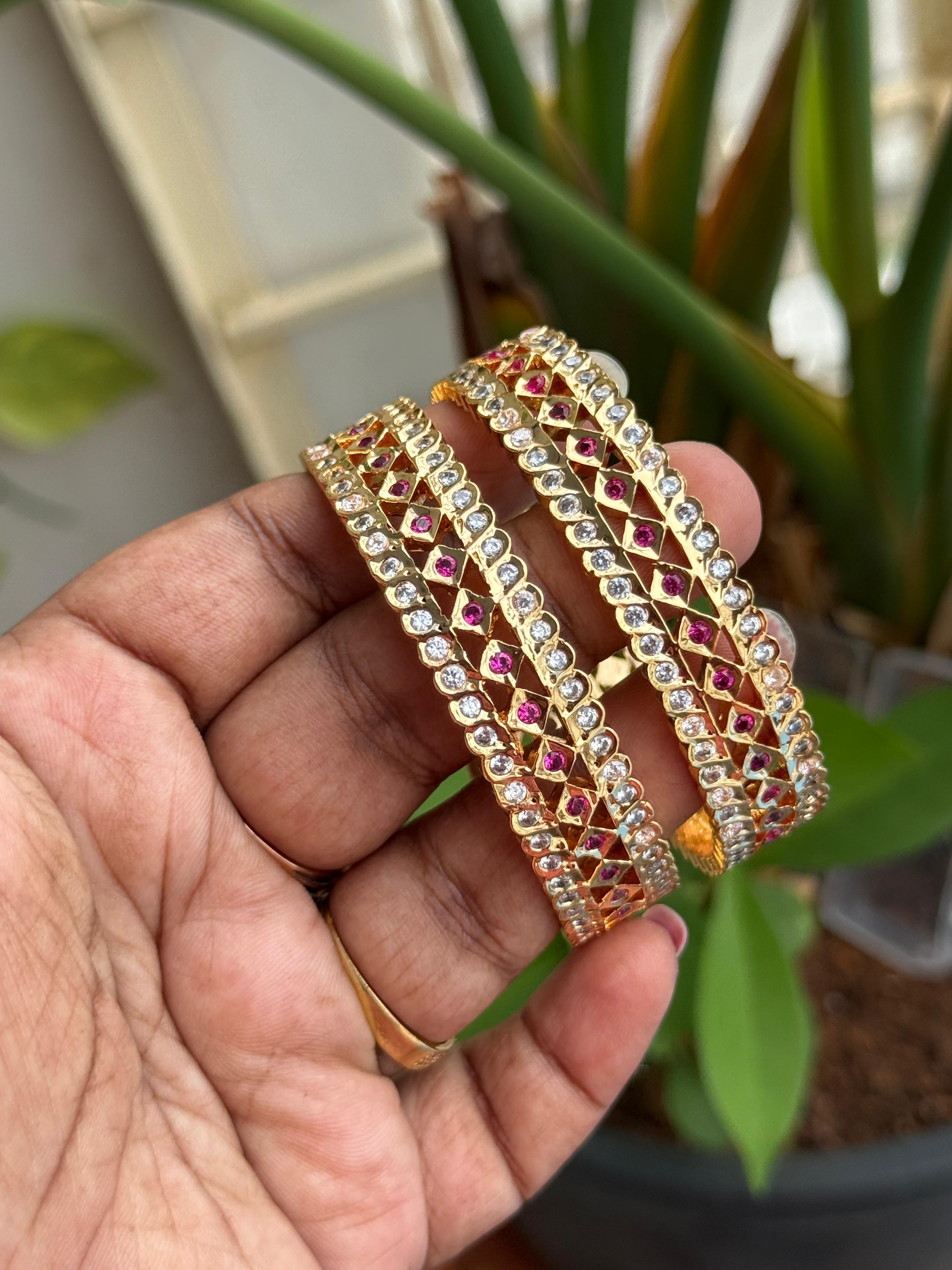Unique Panchaloham ruby radiance heritage bangles ph622