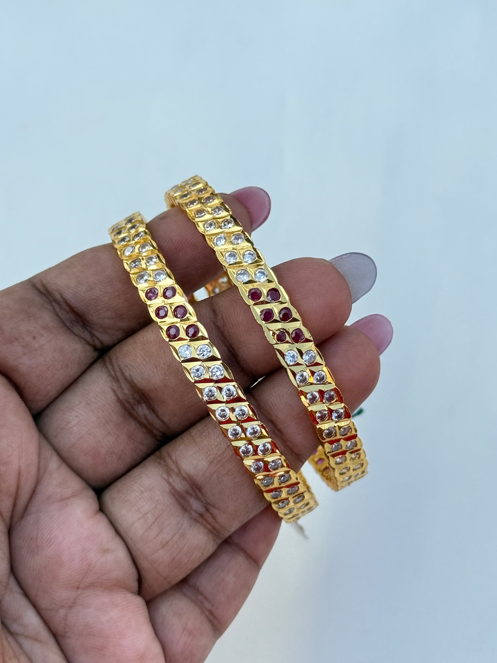 Ph200 panchaloham 2 lines stones bangles