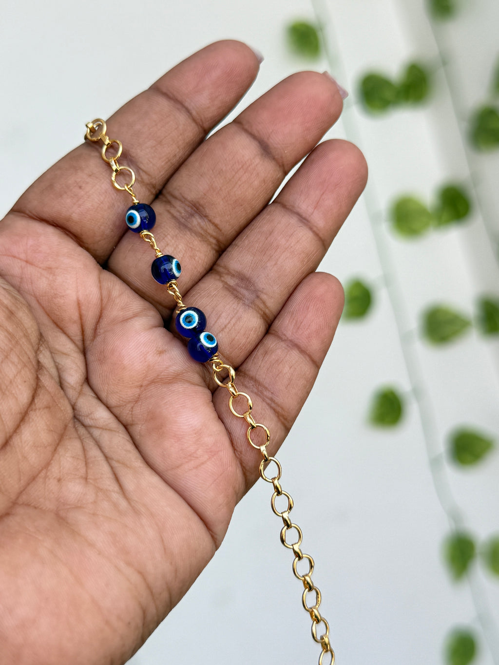 Ph148 panchaloham polished evileye 7.5 inches adjustable chain bracelet