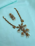 NS820 Laxmidevi peacock elephant Multi short Neckset with earrings