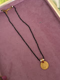 Crystal beads single line Panchaloham Kasu pendant pearl 16 inches black beads bb362