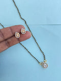 Single line Blackbeads with Diamond pendant and earrings(mangalsutra)