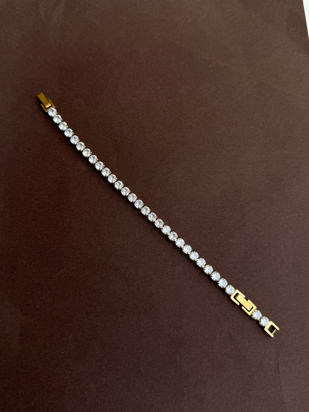 Br538 anti tarnish stones chain bracelet
