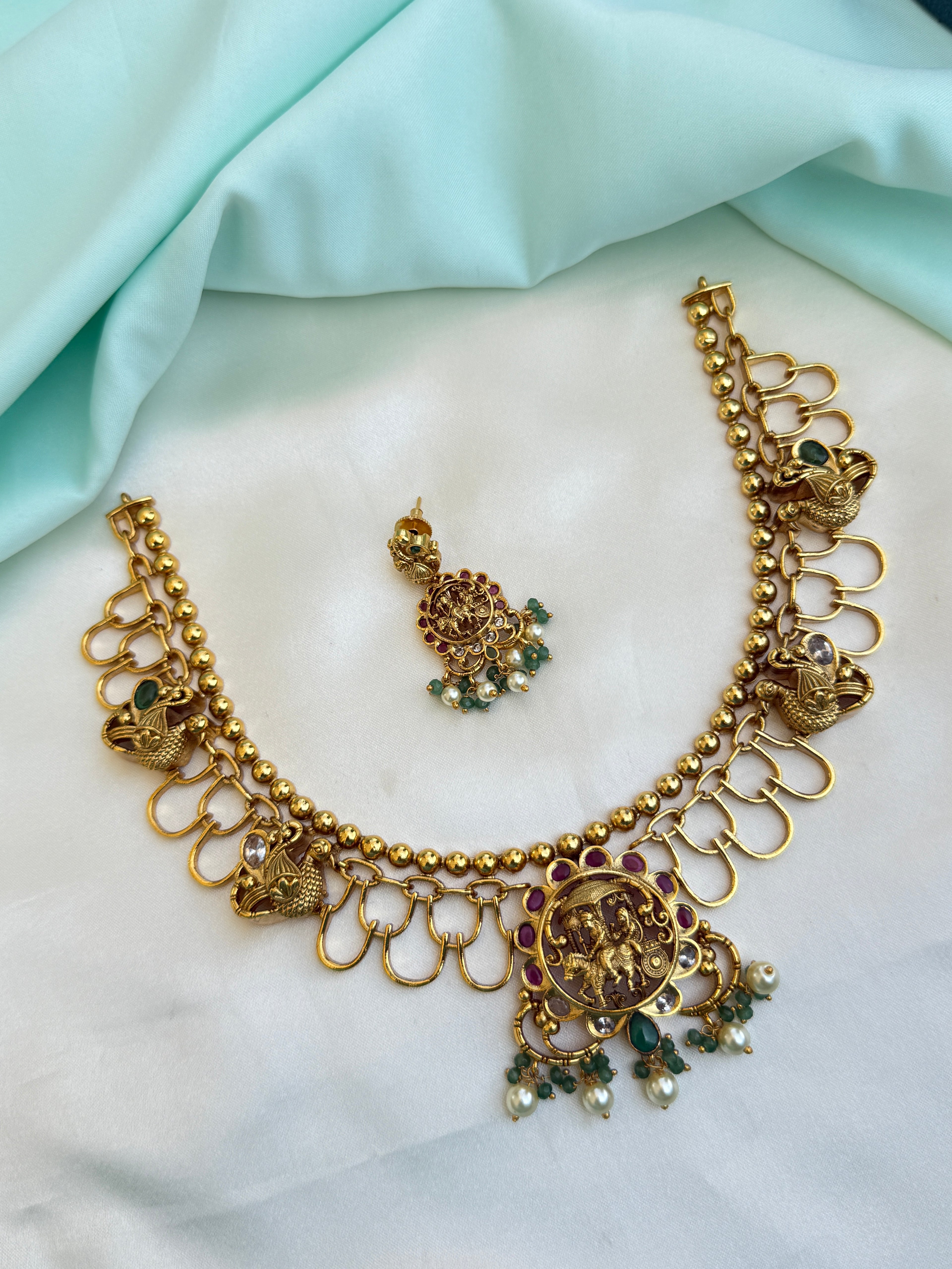 Gold replica peacock neckset with earrings ns307