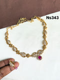 Ns343 simple Ruby neckset with earrings