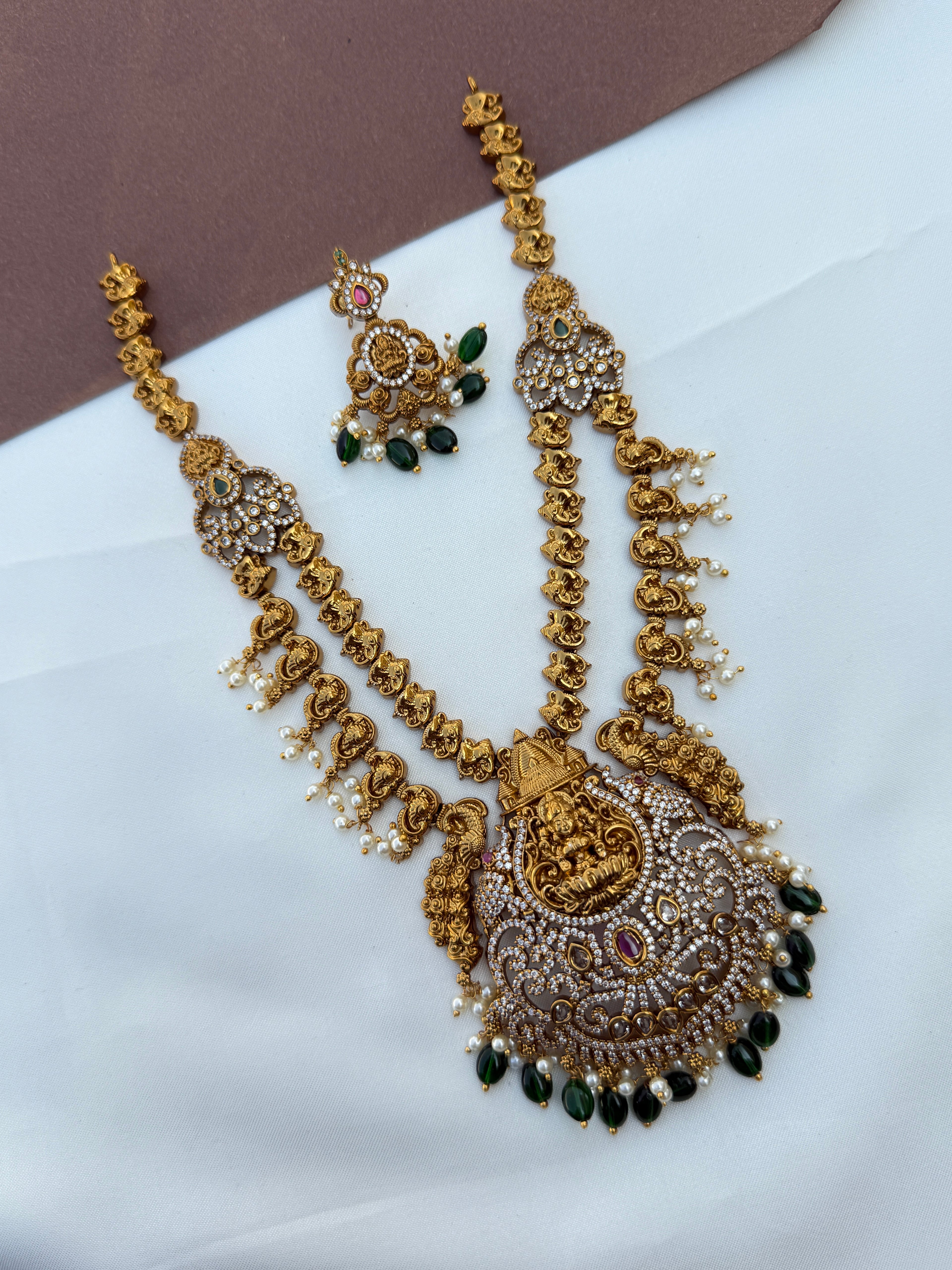 Ns585 2 layers Lakshmi devi cz neckset