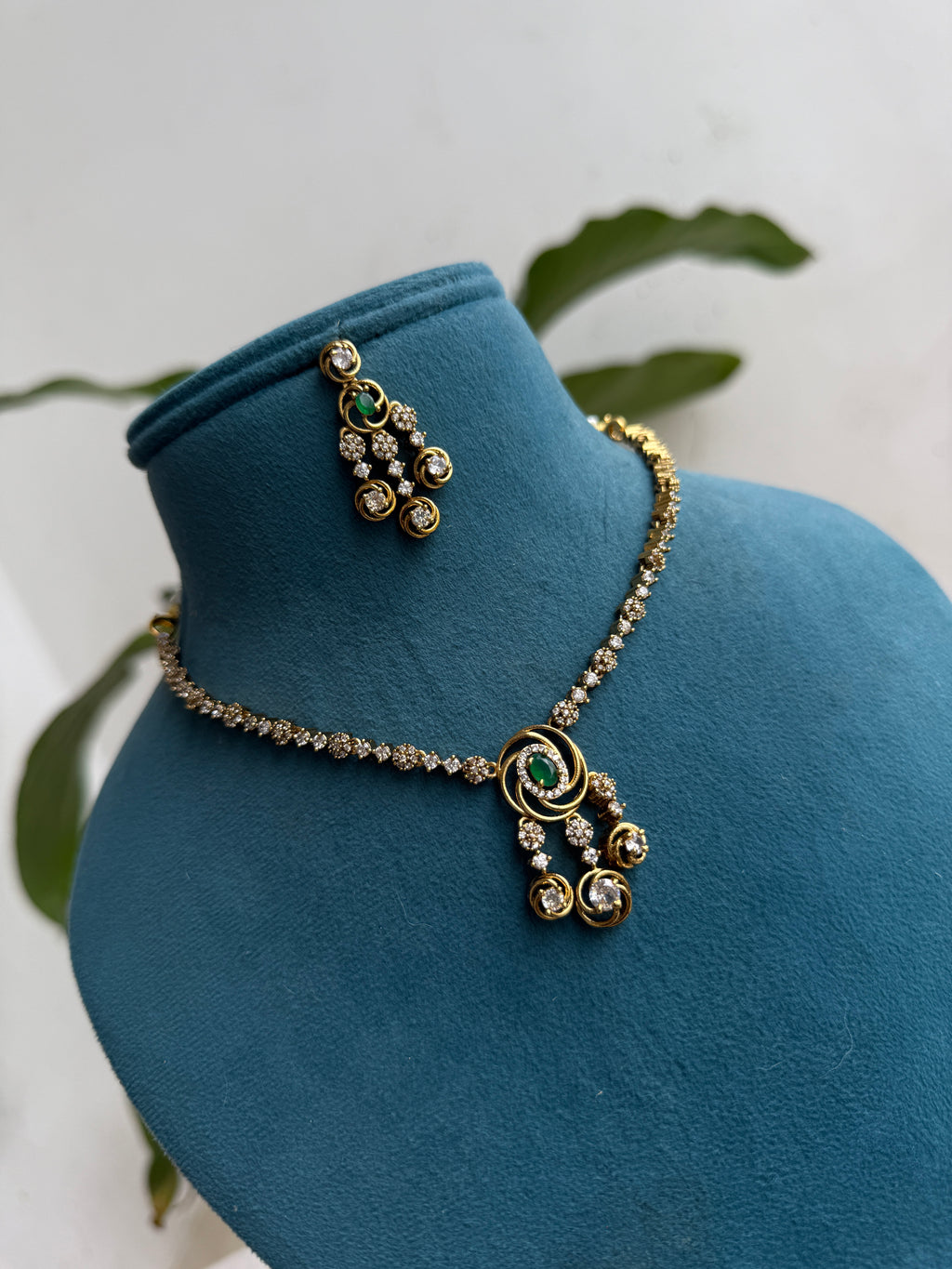 Ns454 cz neckset suits for kids and adults