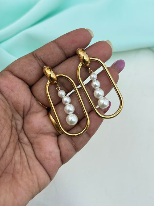 Er284 anti tarnish pearl earrings