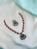 Jadau multi Kundan short Neckset with Chandbali earrings NS998