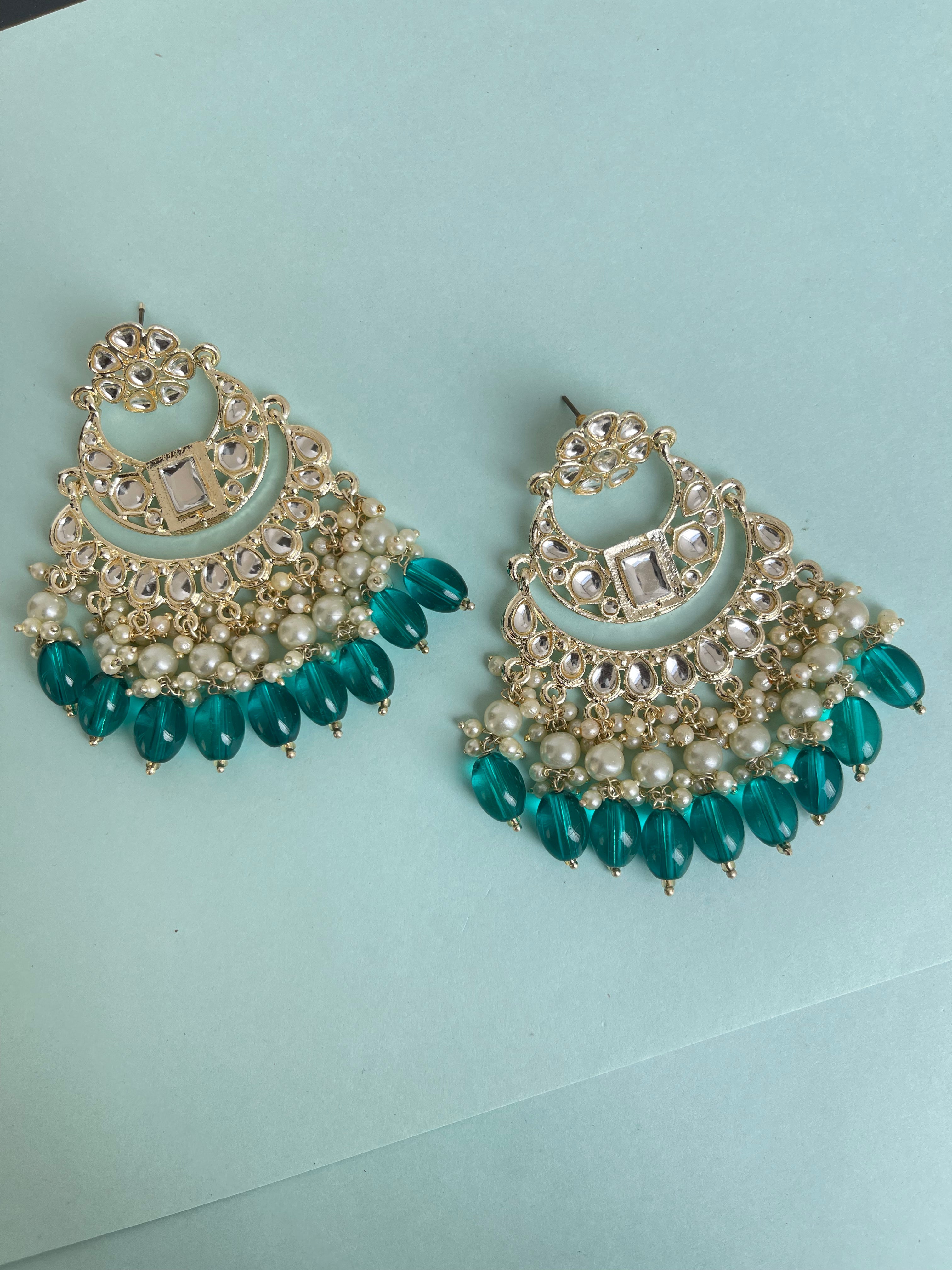 2 layers Kundan chandbali earrings