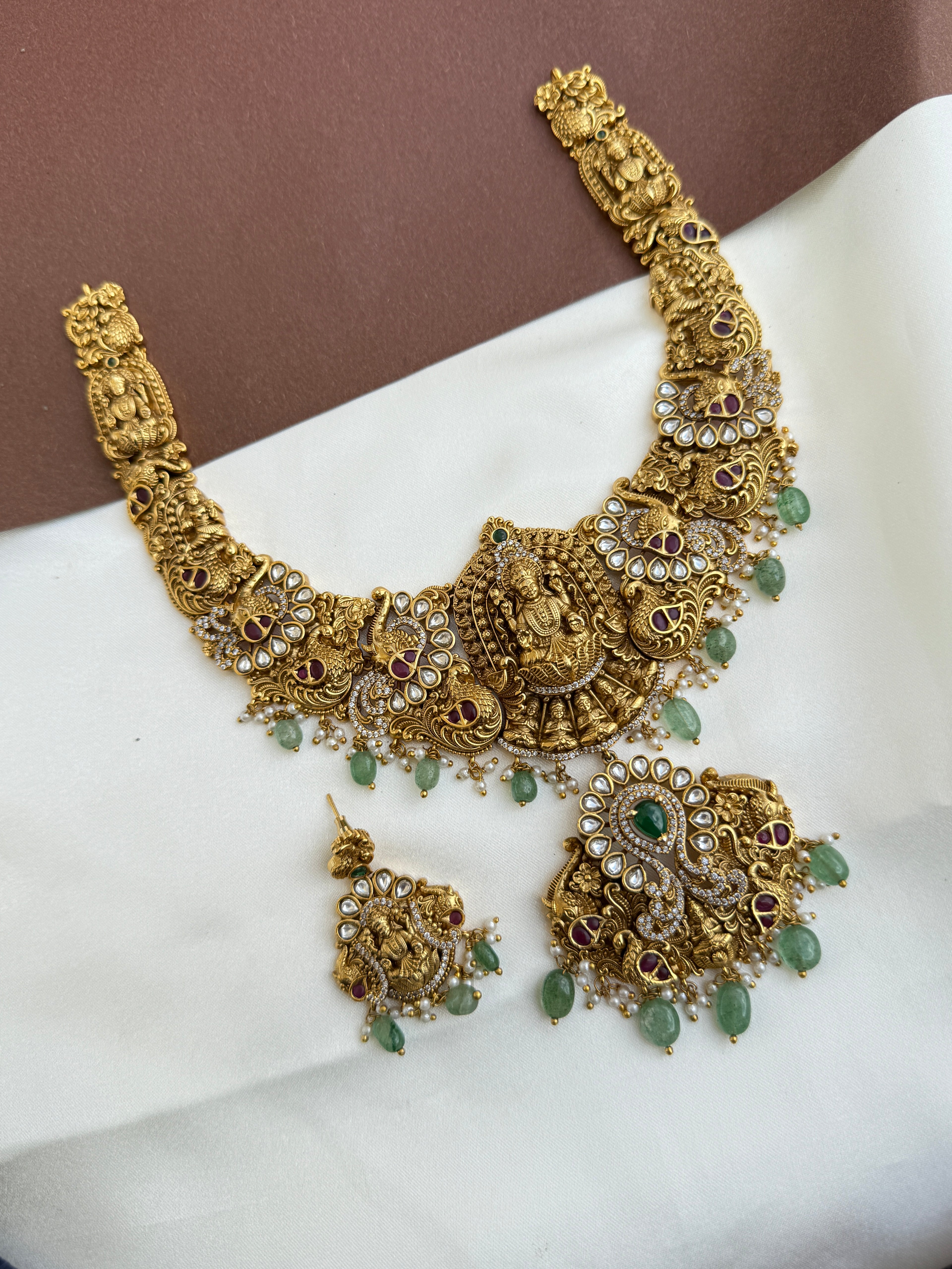 Ns354 uncuts cz nakshi lakshmi Devi neckset