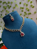 Diamond finish Pink and Green Necksets with Earrings Ns251