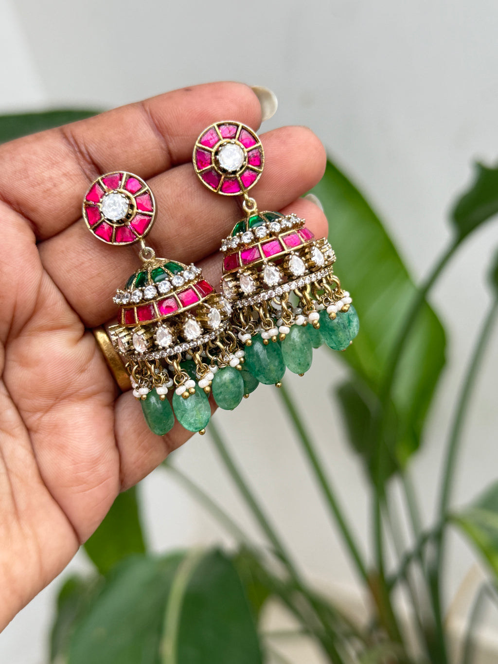 Er125 jadau Kundan moissanite butta Earrings