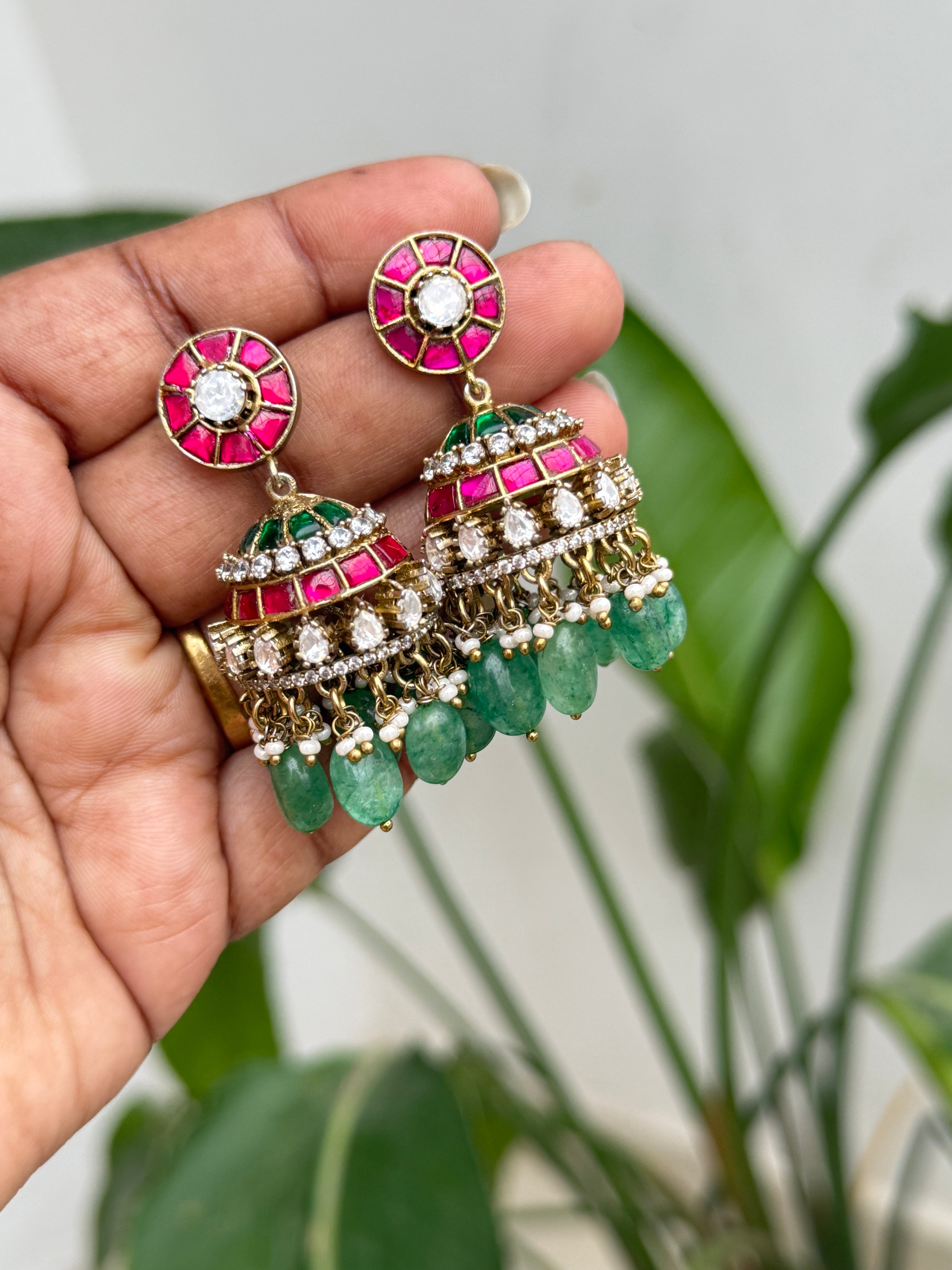 Er125 jadau Kundan moissanite butta Earrings