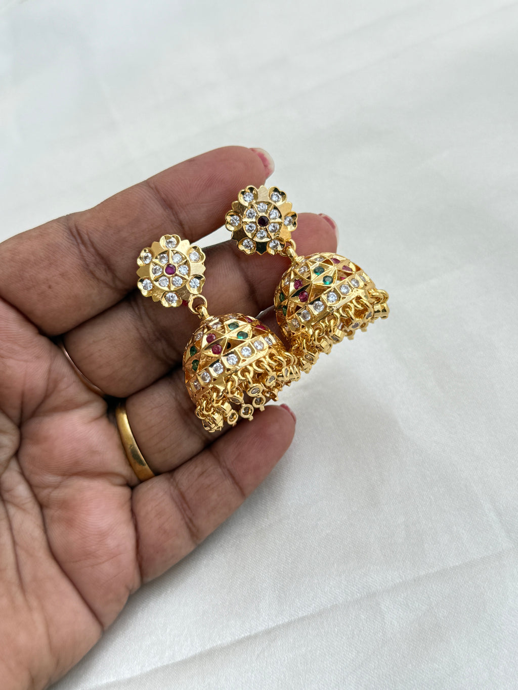 Panchaloham flower back crew butta earrings ph806