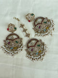 MN007 multi chandbali earrings with tikka