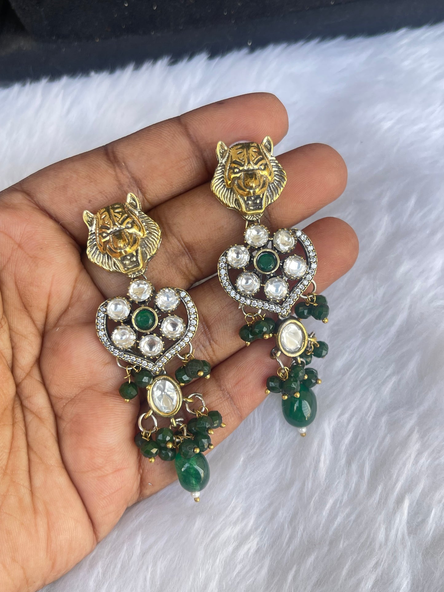 Sabyasachi mehandi polish beads hanging earrings