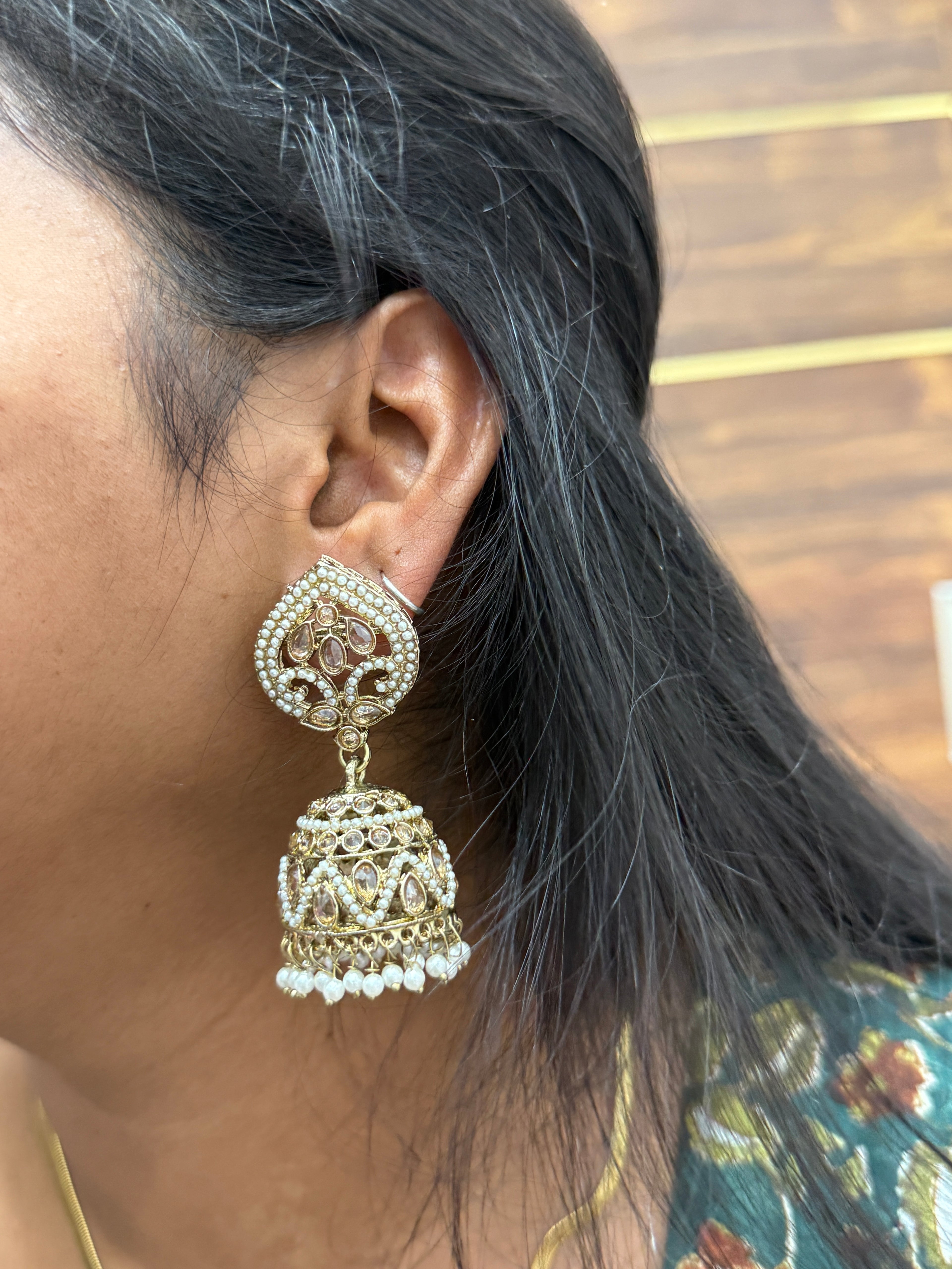 Mn009 Meenakari butta Earrings with tikka (big size)